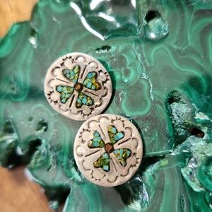 Sterling Silver and Turquoise Southwestern Earrings - Hearts